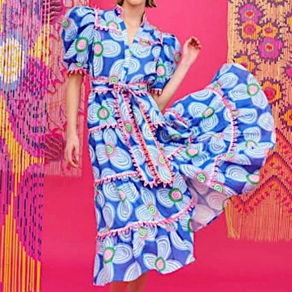 CeliaB Dresses & Skirts - Celia B Lottie Dress Blue Pink White Green Floral Size Small